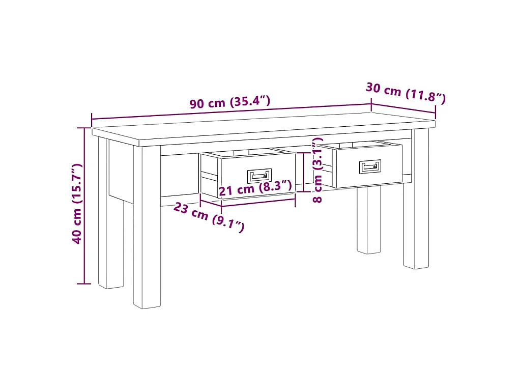 Panca in Legno Teak 90x30x40 cm