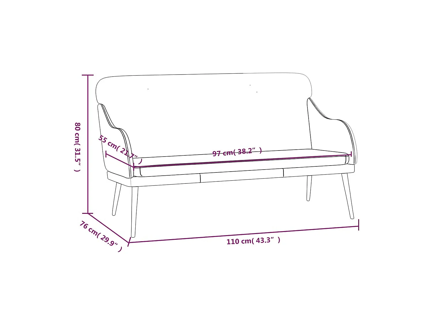 Banc Crème 110x76x80 cm Similicuir