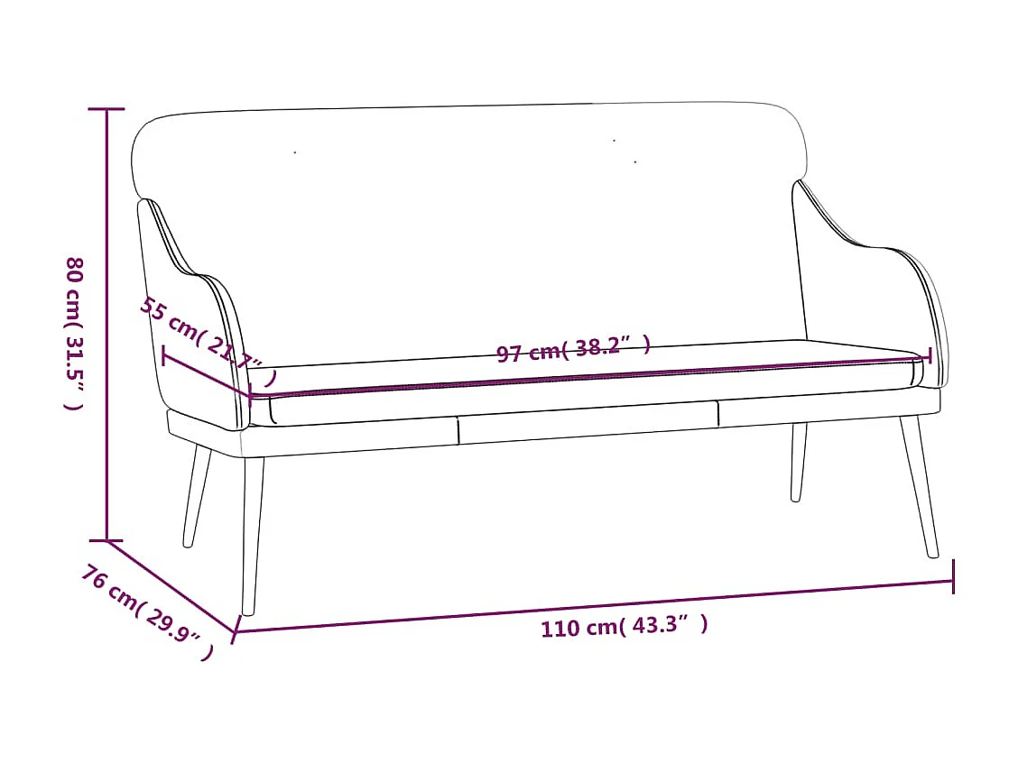 Banc Crème 110x76x80 cm Similicuir