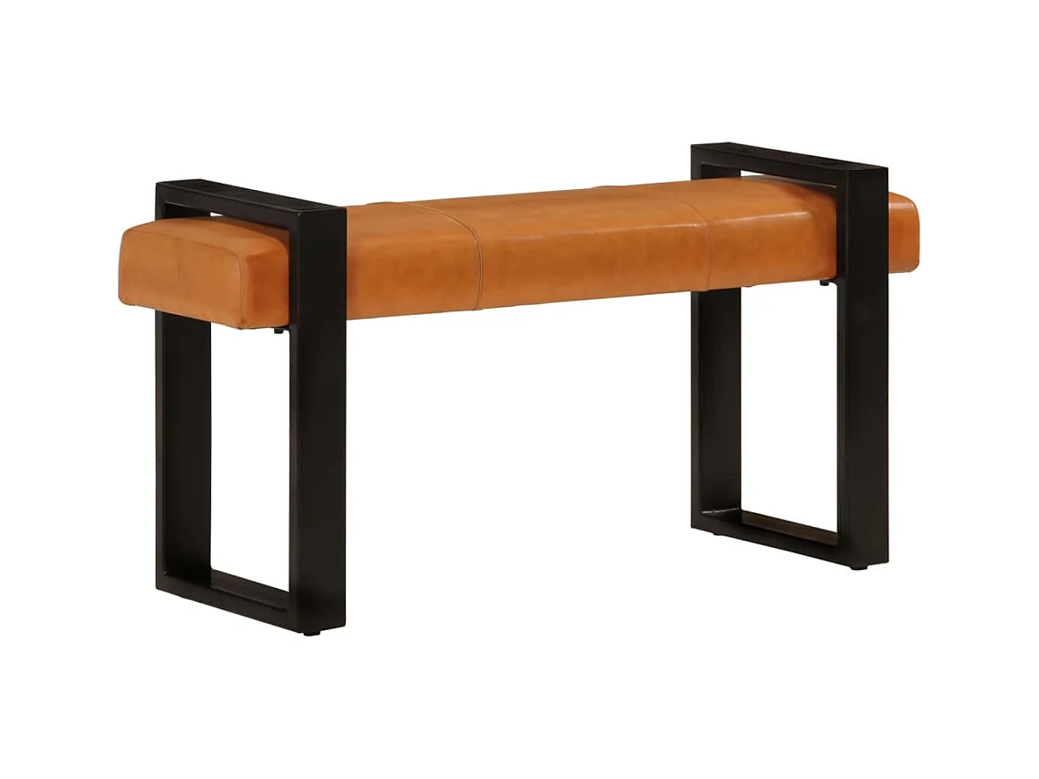 Sitzbank Schwarz und Braun 110 cm Echtes Ziegenleder