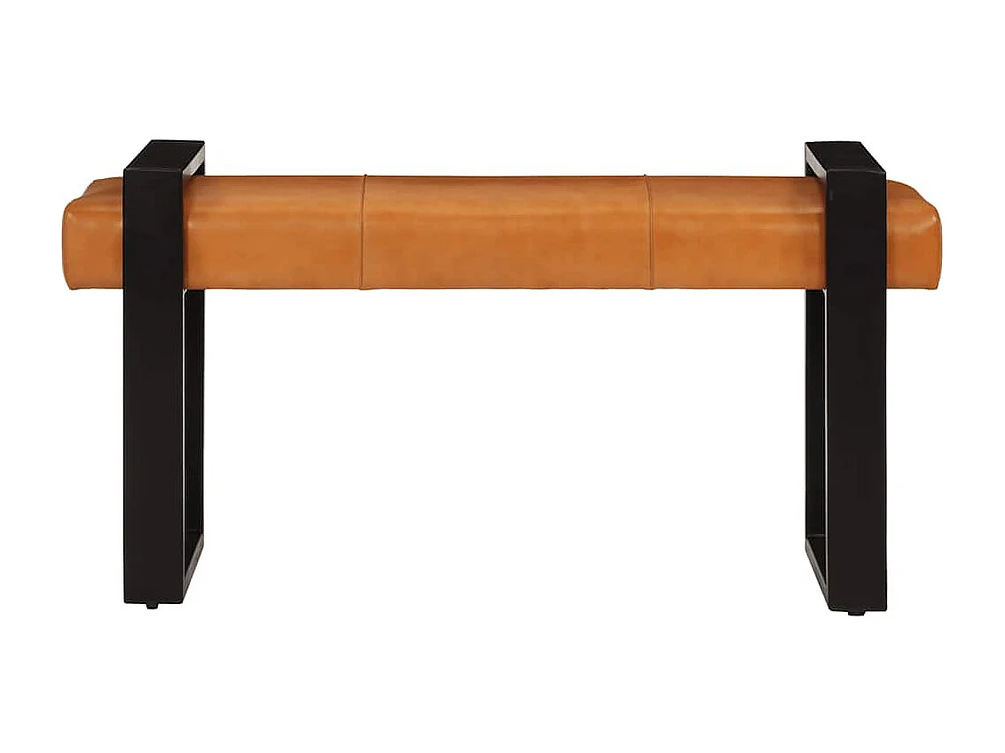 Sitzbank Schwarz und Braun 110 cm Echtes Ziegenleder