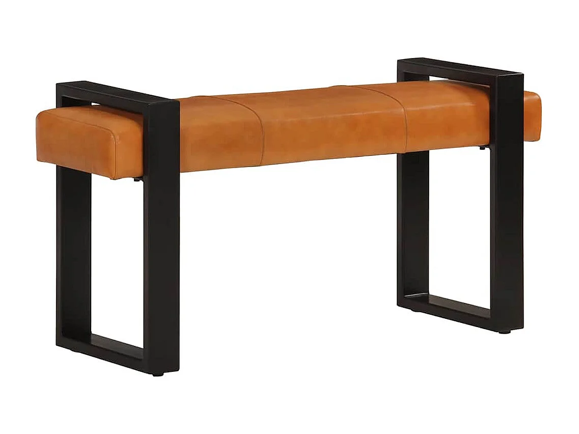 Sitzbank Schwarz und Braun 110 cm Echtes Ziegenleder