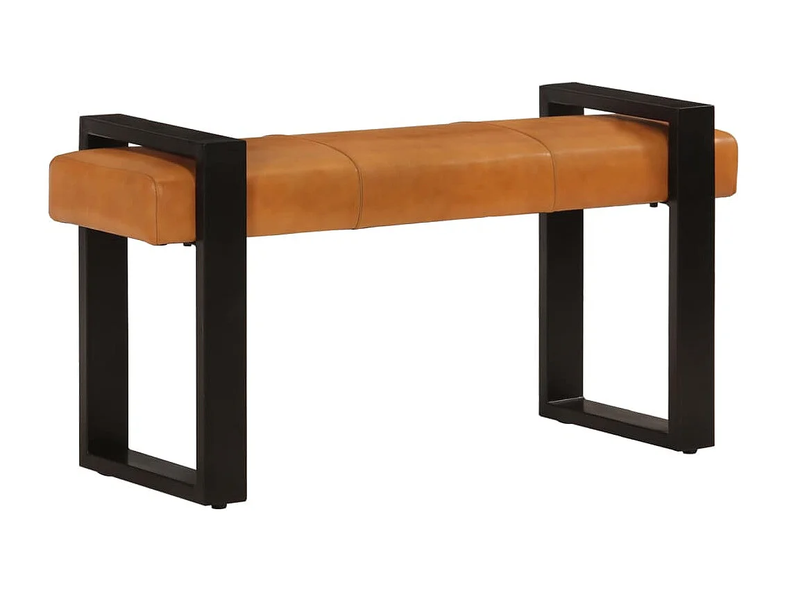 Sitzbank Schwarz und Braun 110 cm Echtes Ziegenleder