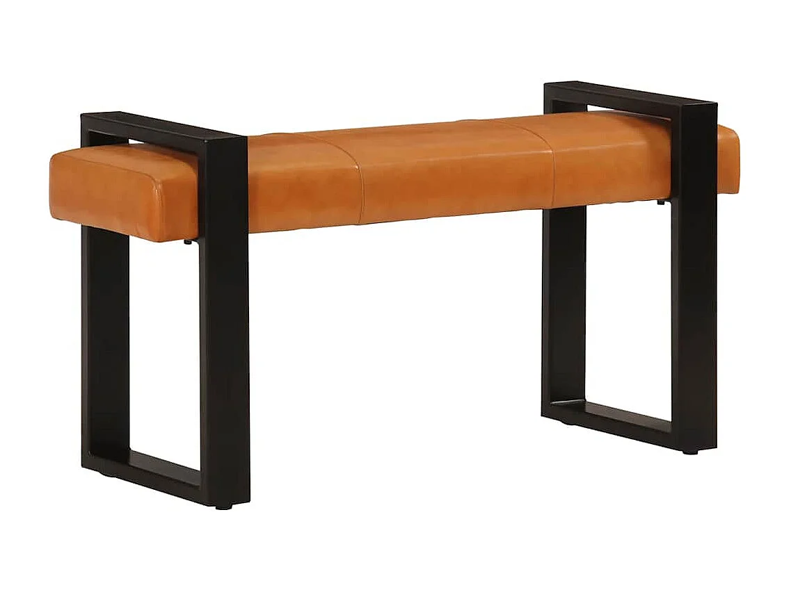 Sitzbank Schwarz und Braun 110 cm Echtes Ziegenleder