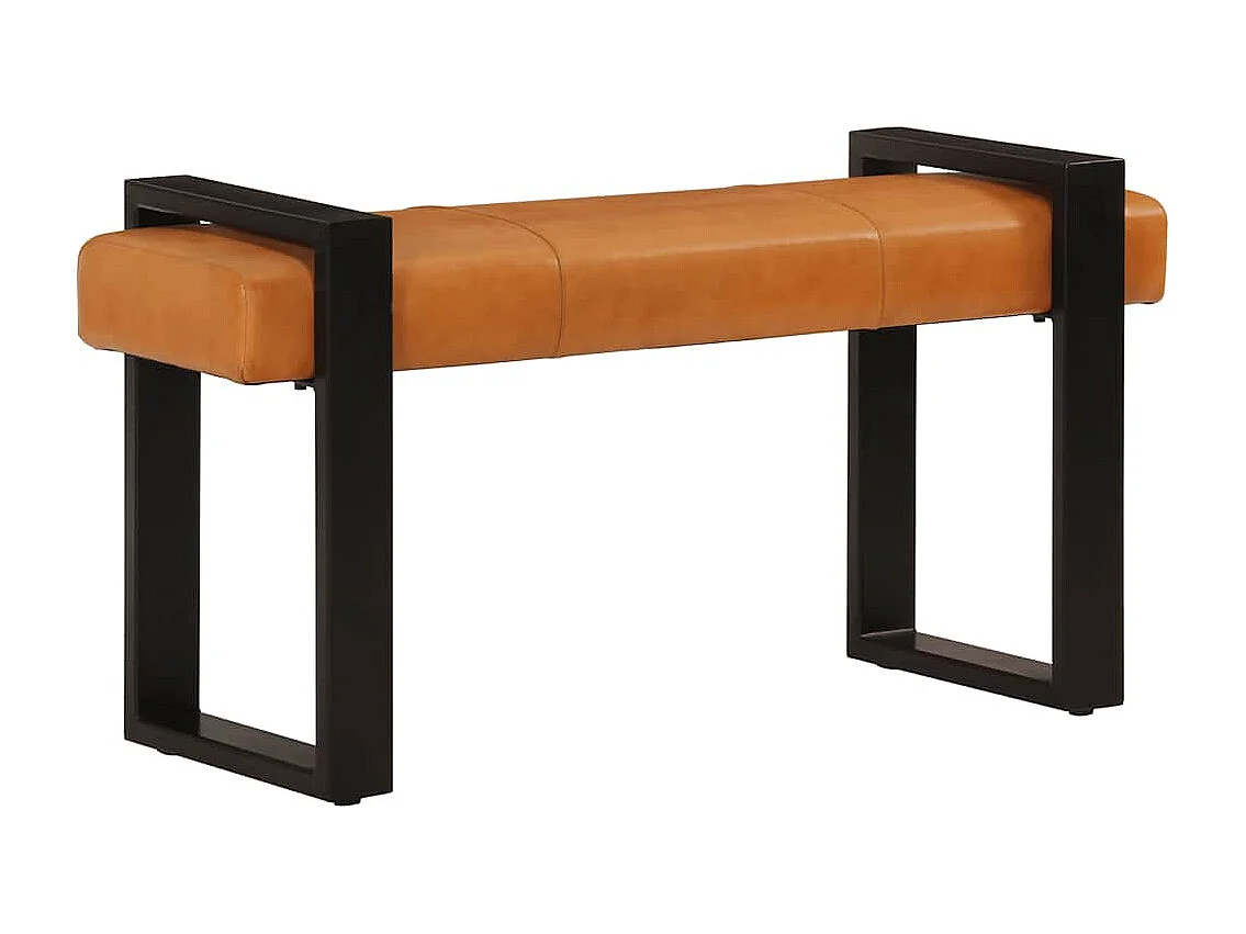 Sitzbank Schwarz und Braun 110 cm Echtes Ziegenleder