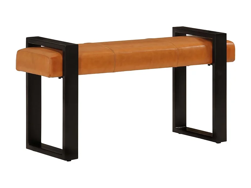 Banco piel de cabra auténtica negro y marrón 110 cm