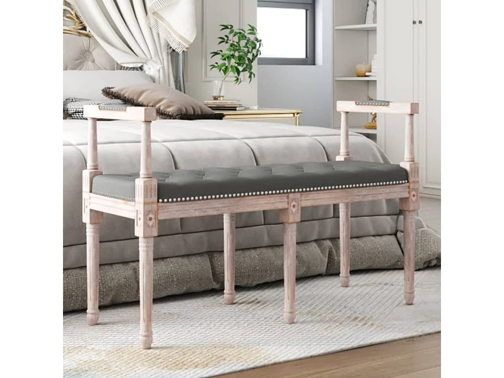 Banco 110x40x70 cm tecido cinzento-escuro