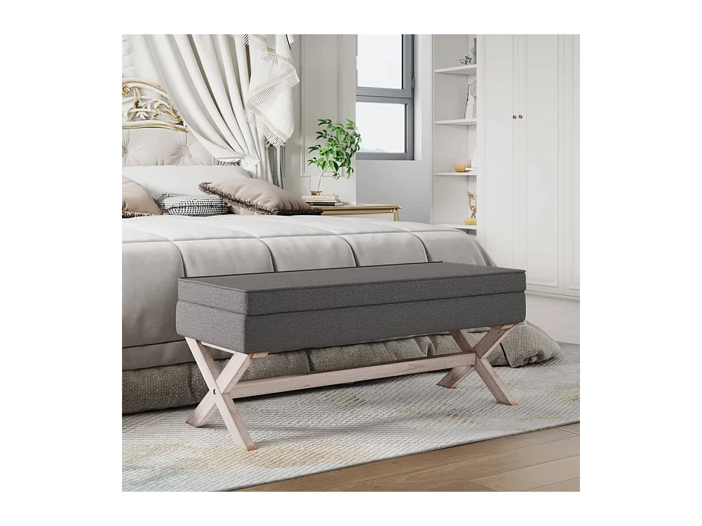 Tabouret de rangement Gris foncé 110x45x49 cm Tissu