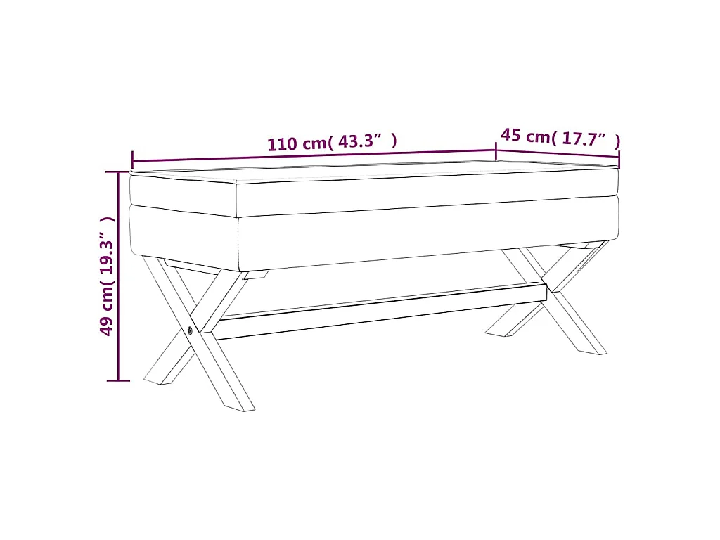 Tabouret de rangement Gris foncé 110x45x49 cm Tissu