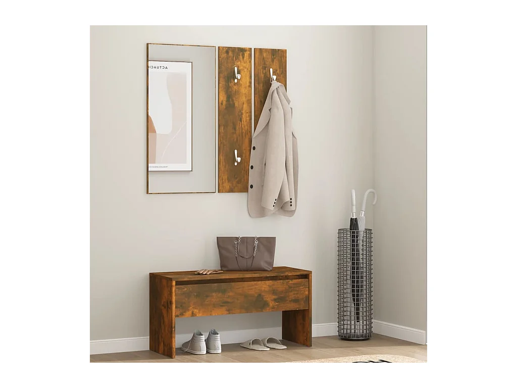 Ensemble de meubles de couloir Chêne fumé Bois d'ingénierie