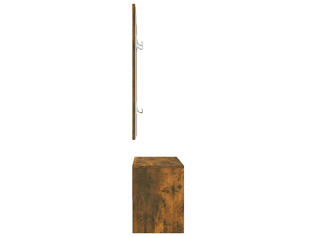 Garderobe set bewerkt hout gerookt eikenkleurig