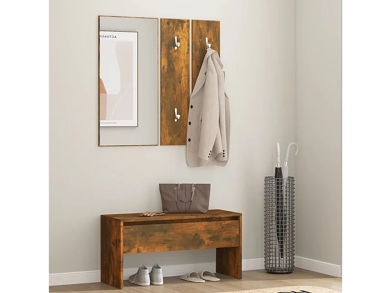 Ensemble de meubles de couloir Chêne fumé Bois d'ingénierie