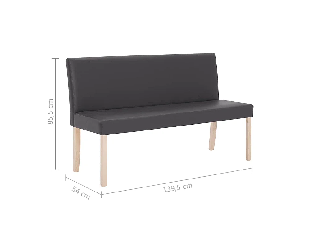 Bankje 139,5 cm kunstleer grijs