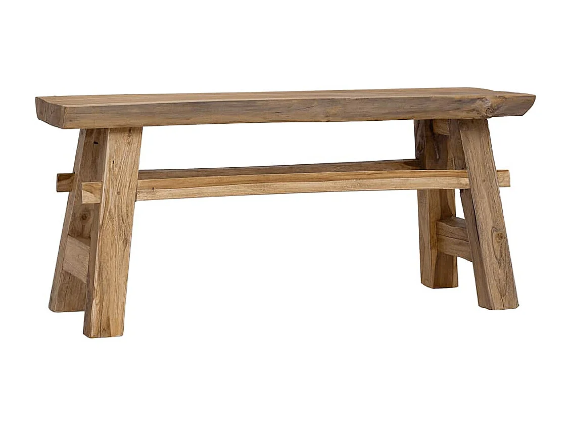 Panca Legno Massello Recupero Misto e Teak Massello 100x28x43cm