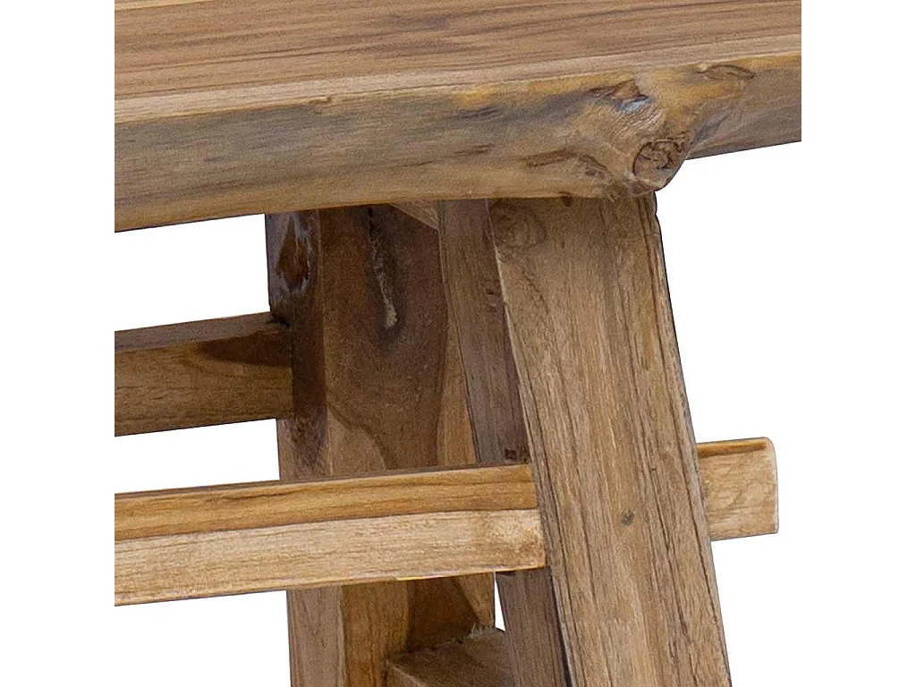 Panca Legno Massello Recupero Misto e Teak Massello 100x28x43cm