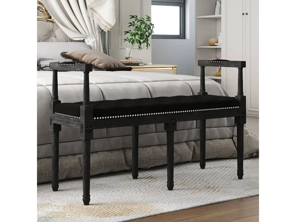 Sitzbank Schwarz 110x40x70 cm Samt