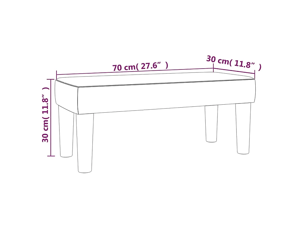 Banc Gris clair 70x30x30 cm Velours