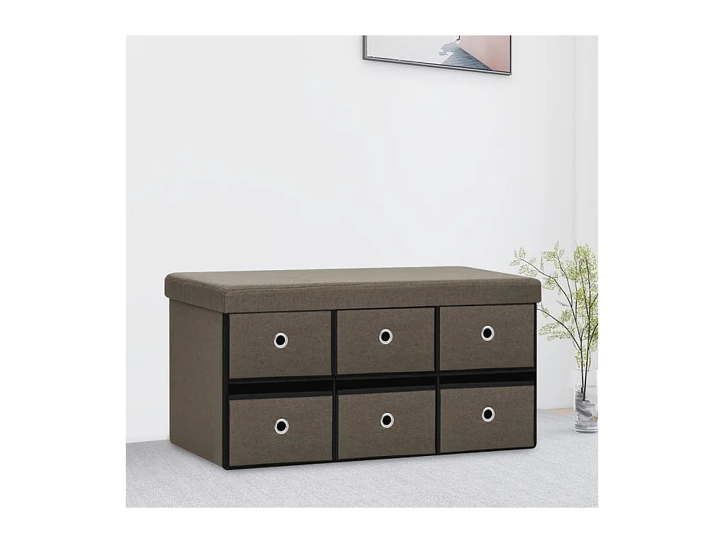 Banc de rangement pliable Marron 76x38x38 cm Faux lin
