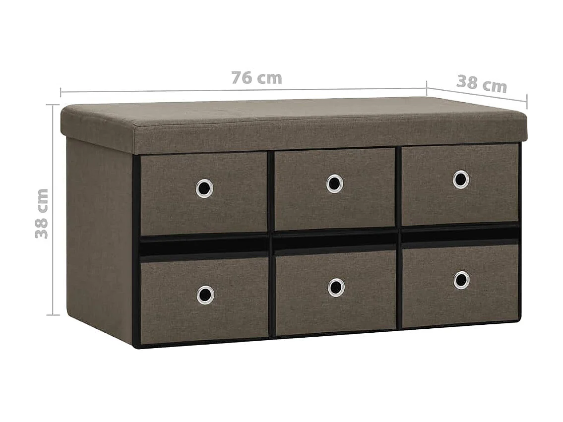 Faltbare Sitzbank mit Stauraum Braun 76x38x38 cm Leinenoptik