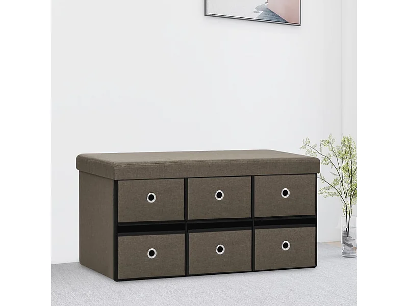 Banc de rangement pliable Marron 76x38x38 cm Faux lin