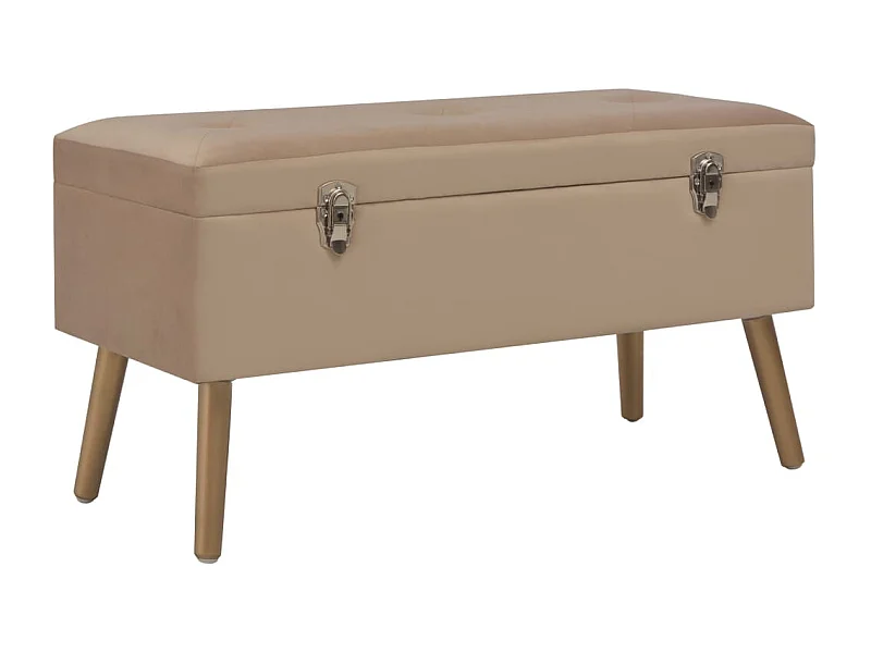 Panca con Vano Portaoggetti 80 cm Beige in Velluto