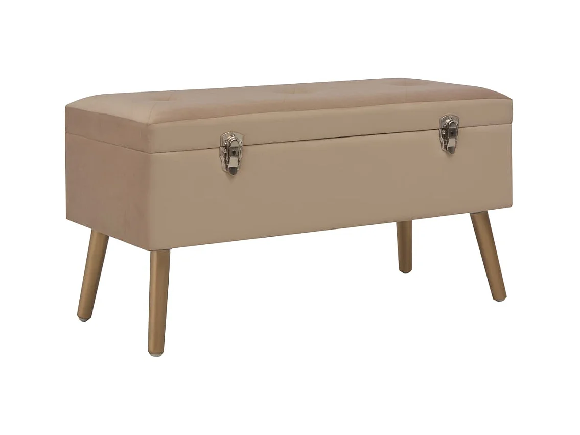 Banc avec compartiment de rangement 80 cm Beige Velours