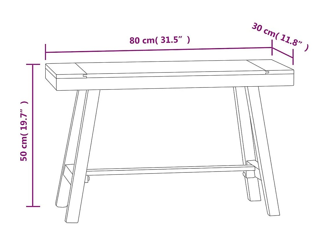 Bank 80 cm Massivholz Teak