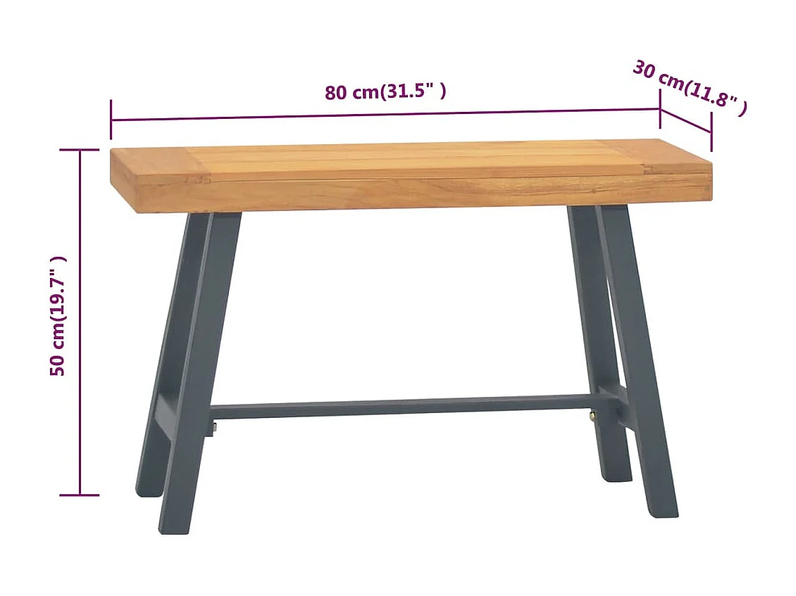 Bank 80 cm Massivholz Teak