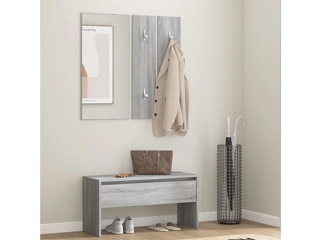 Garderoben-Set Grau Sonoma Holzwerkstoff