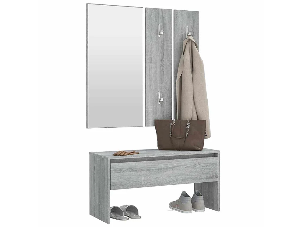 Garderoben-Set Grau Sonoma Holzwerkstoff