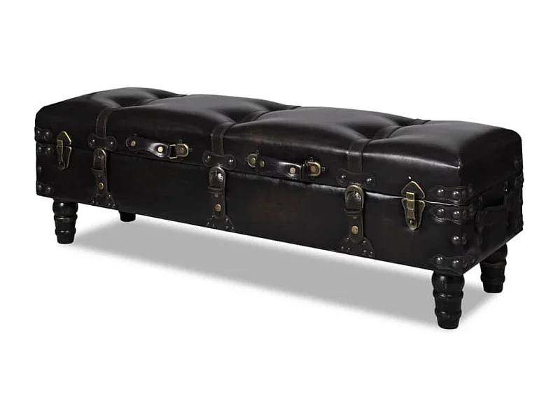 Banco baúl plegable, estilo cofre, marrón, largo