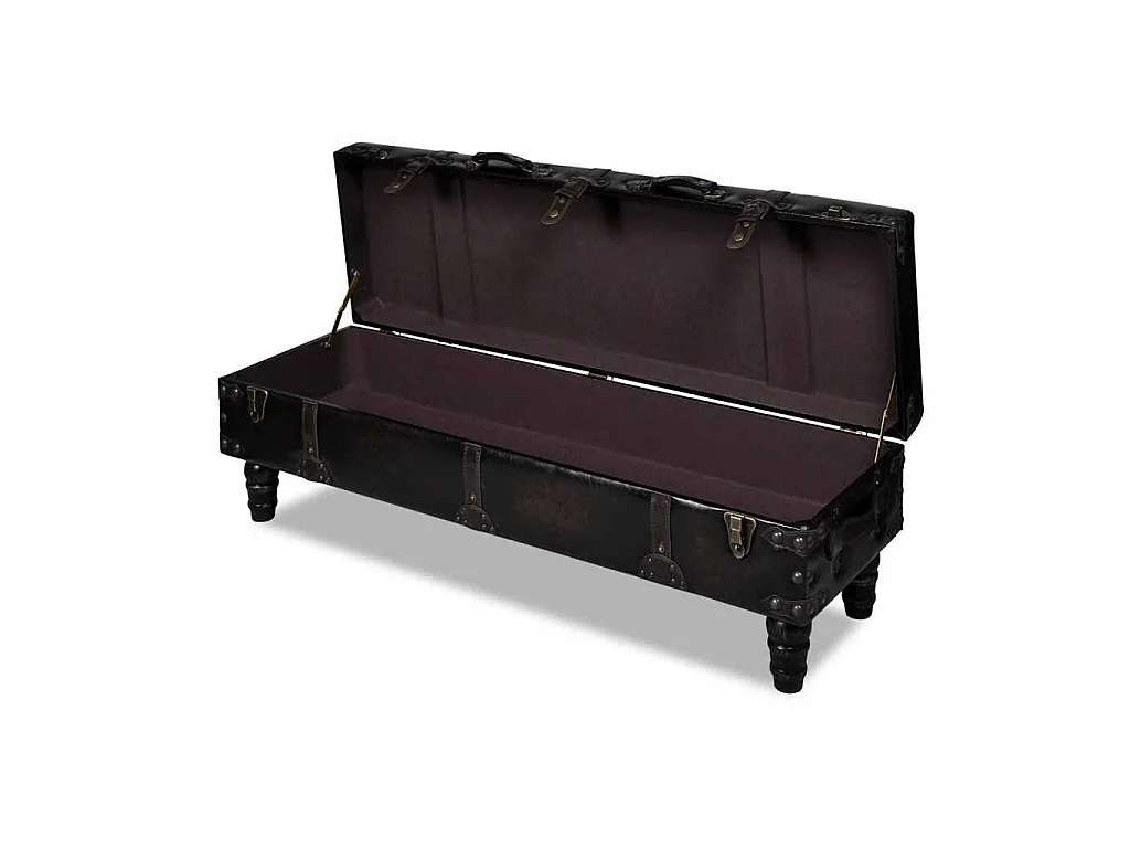 Banc long de rangement marron