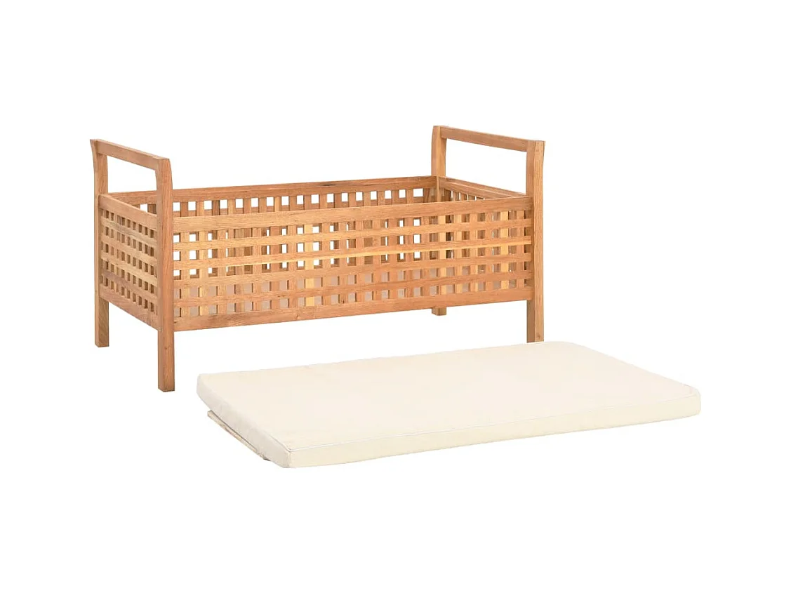 Banco de almacenamiento de madera maciza de nogal 93x49x49 cm