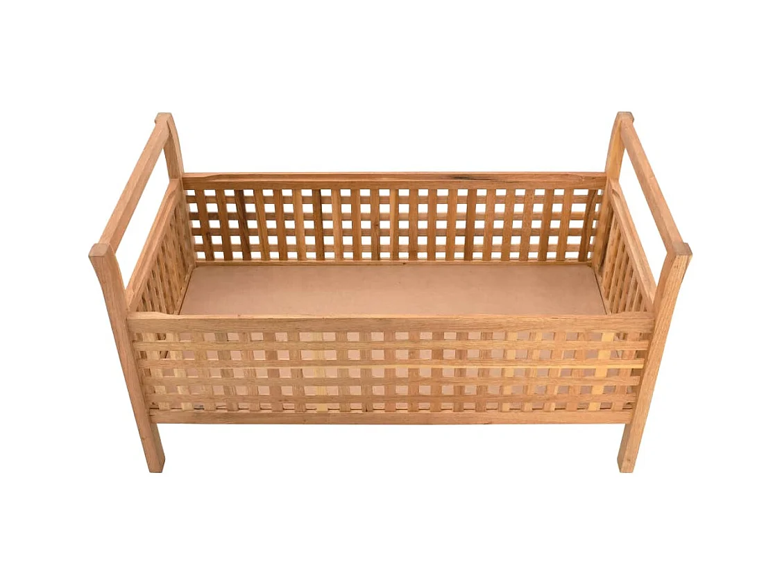 Banco de almacenamiento de madera maciza de nogal 93x49x49 cm