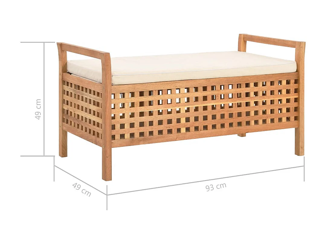 Banc de rangement 93x49x49 cm Bois de noyer massif