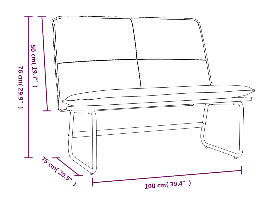 Banc Rouge bordeaux 100x75x76 cm Similicuir