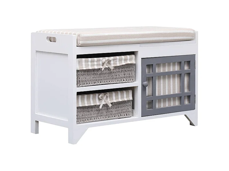 Banc d'entrée Blanc 70 x 33,5 x 45 cm Bois de Paulownia