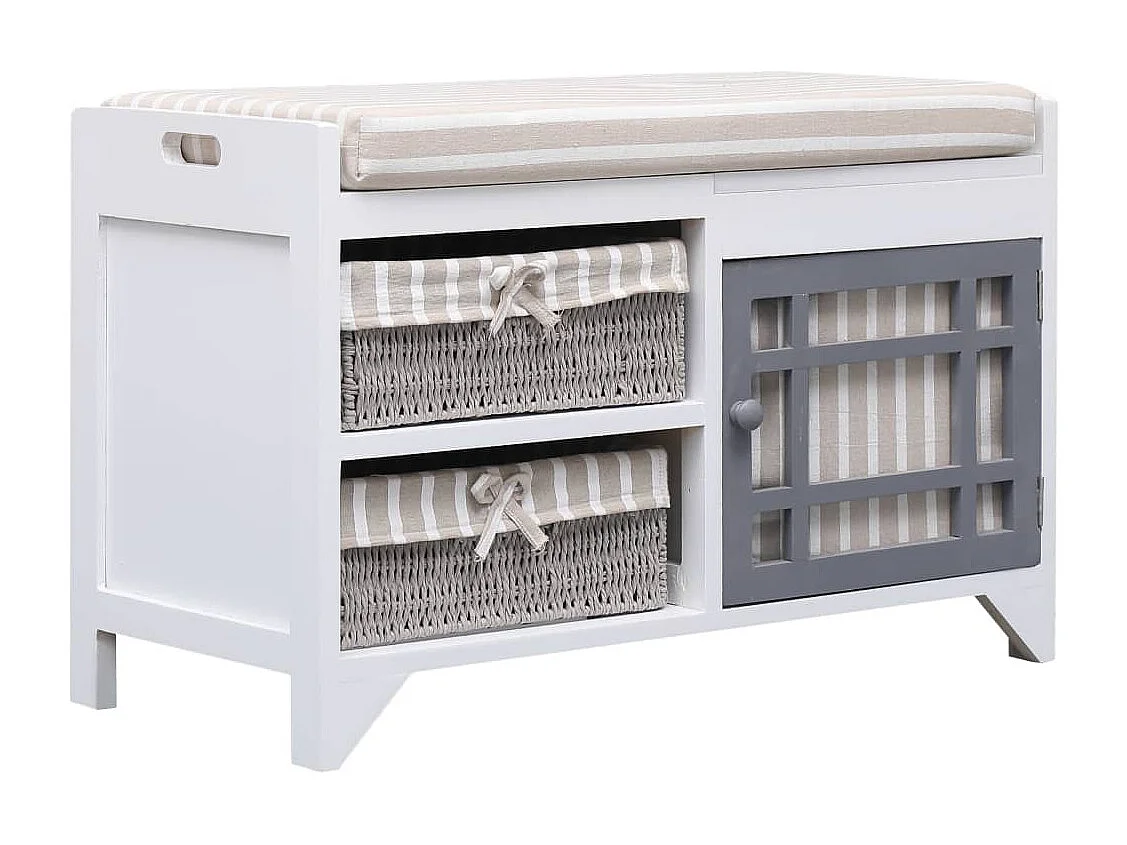 Banc d'entrée Blanc 70 x 33,5 x 45 cm Bois de Paulownia