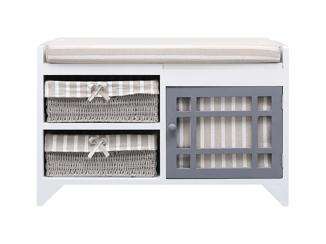 Banc d'entrée Blanc 70 x 33,5 x 45 cm Bois de Paulownia