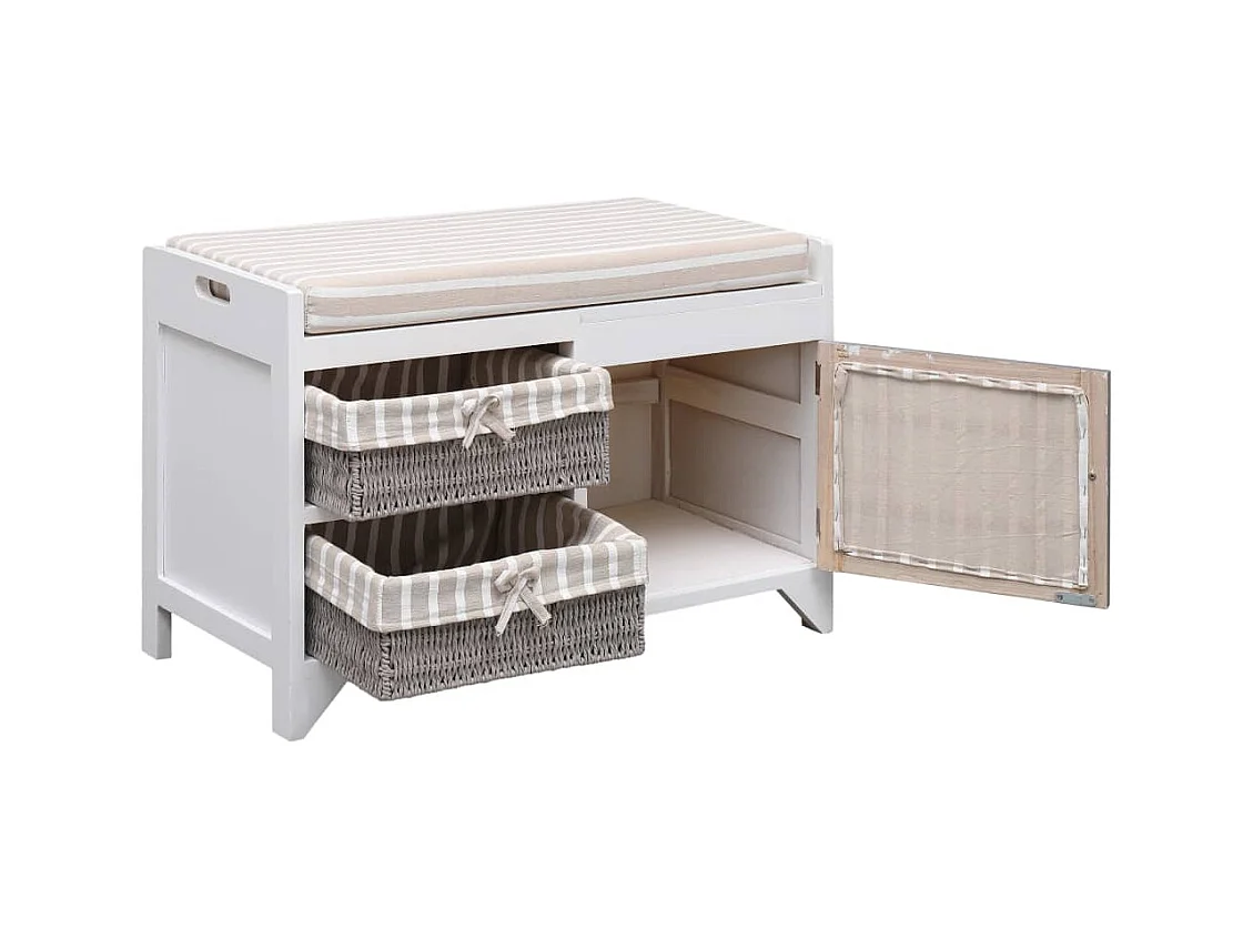 Banc d'entrée Blanc 70 x 33,5 x 45 cm Bois de Paulownia