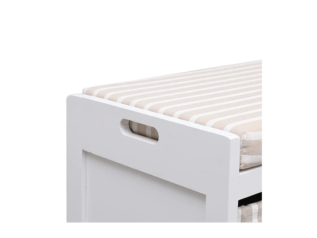 Banc d'entrée Blanc 70 x 33,5 x 45 cm Bois de Paulownia