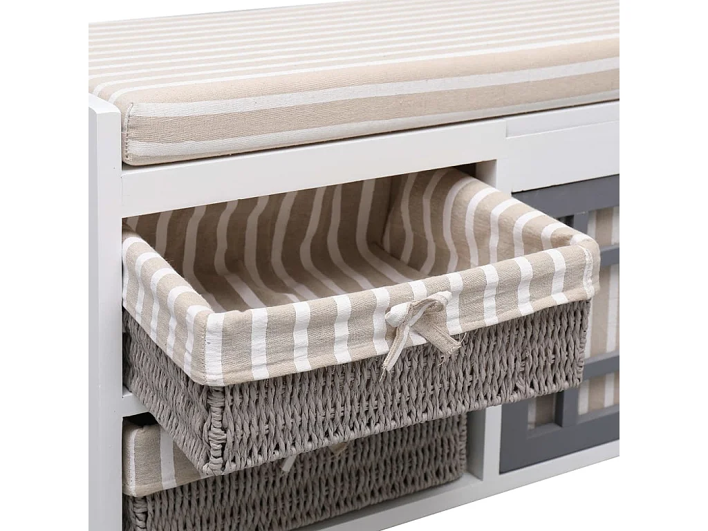 Banc d'entrée Blanc 70 x 33,5 x 45 cm Bois de Paulownia