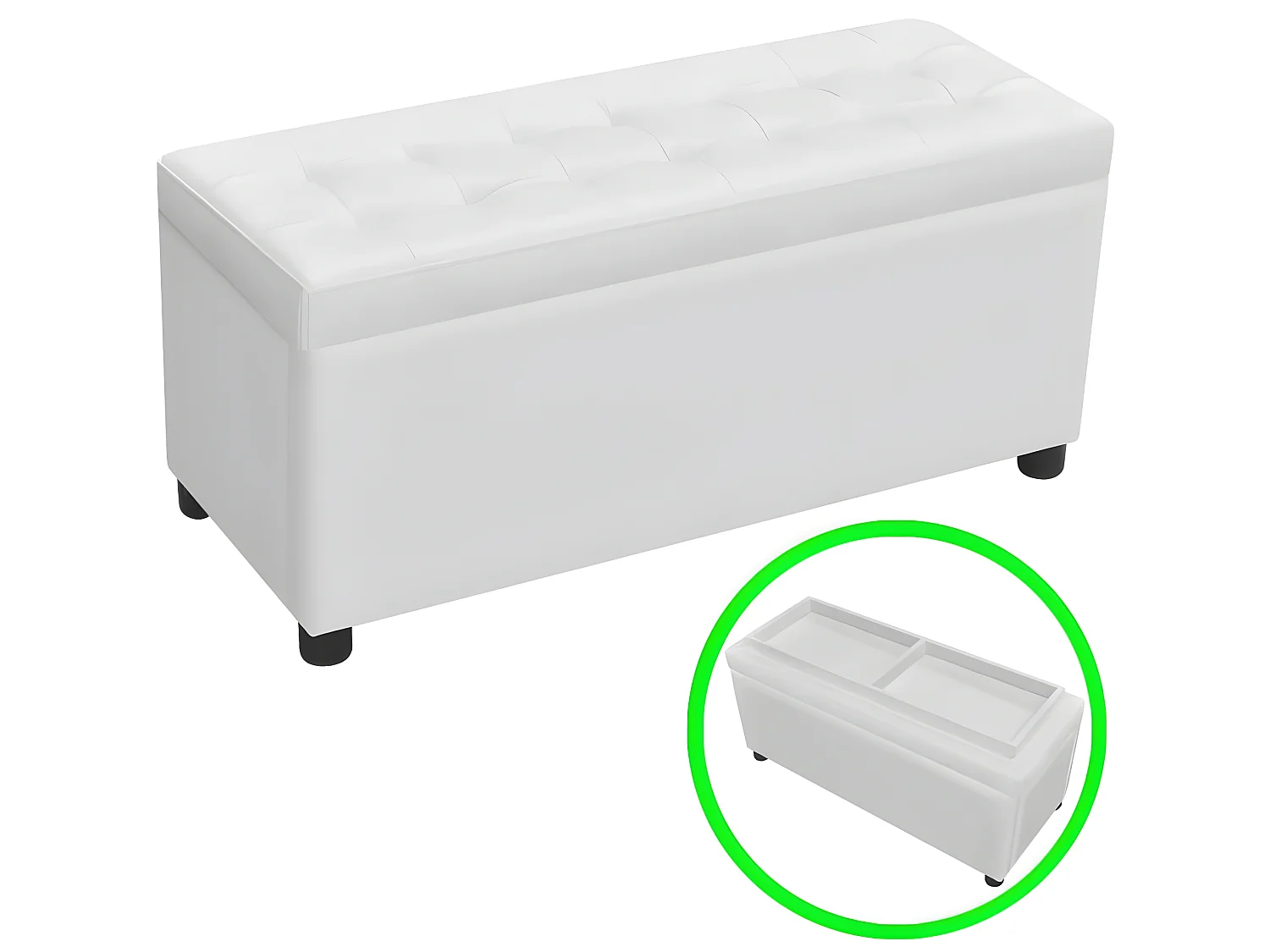 Sitztruhe Gepolstert Kunstleder Weiß