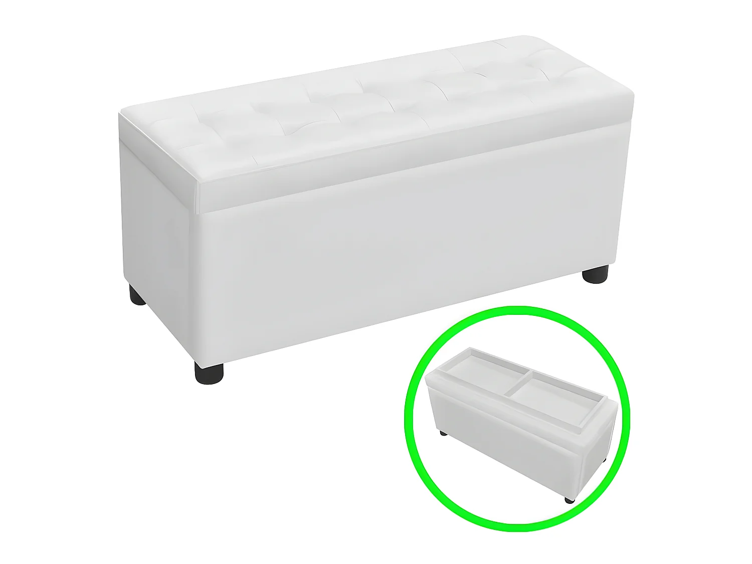 Pouf de rangement Cuir synthétique Blanc