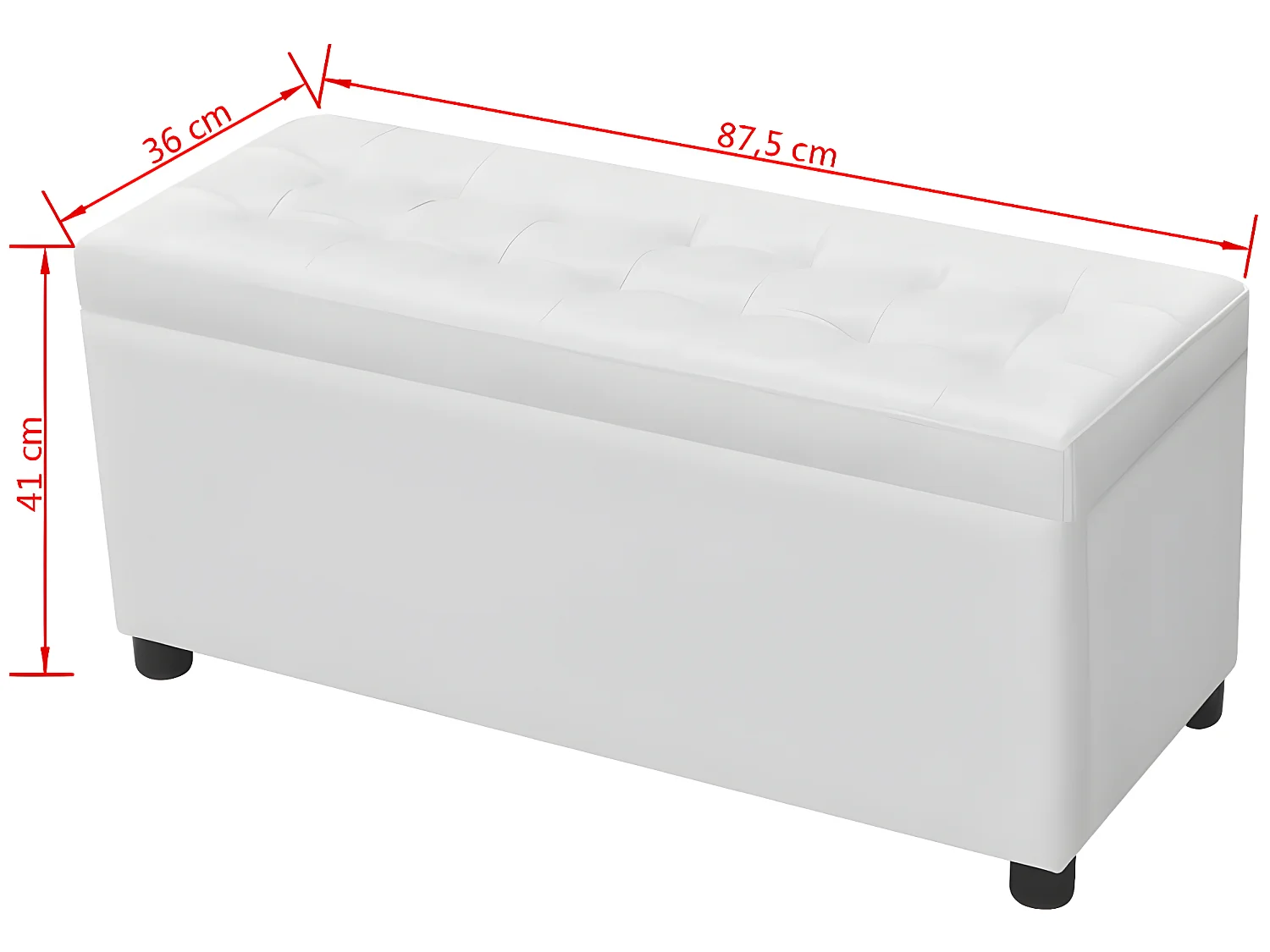 Sitztruhe Gepolstert Kunstleder Weiß