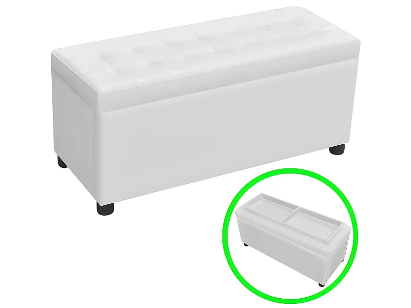 Sitztruhe Gepolstert Kunstleder Weiß