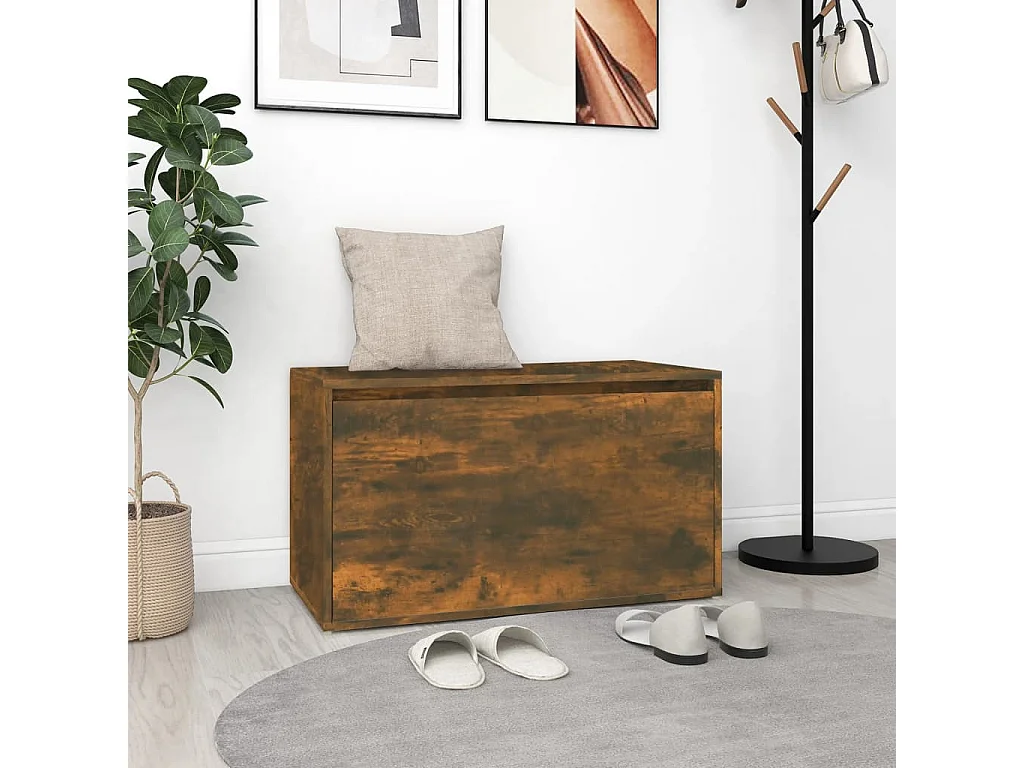 Halbankje 80x40x45 cm bewerkt hout gerookt eikenkleurig