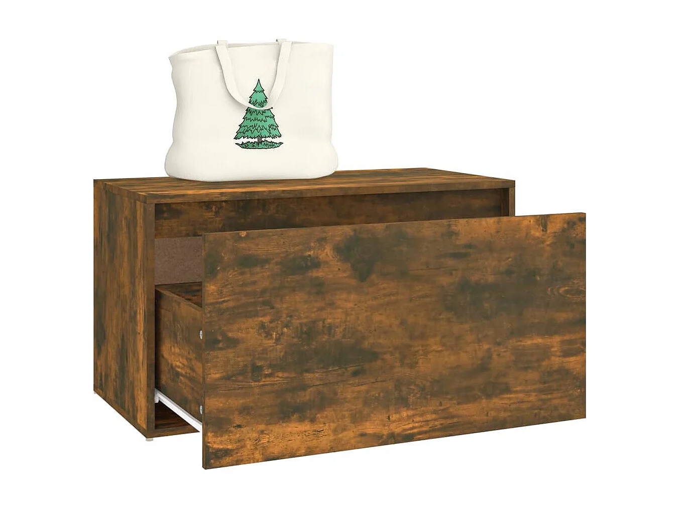 Halbankje 80x40x45 cm bewerkt hout gerookt eikenkleurig