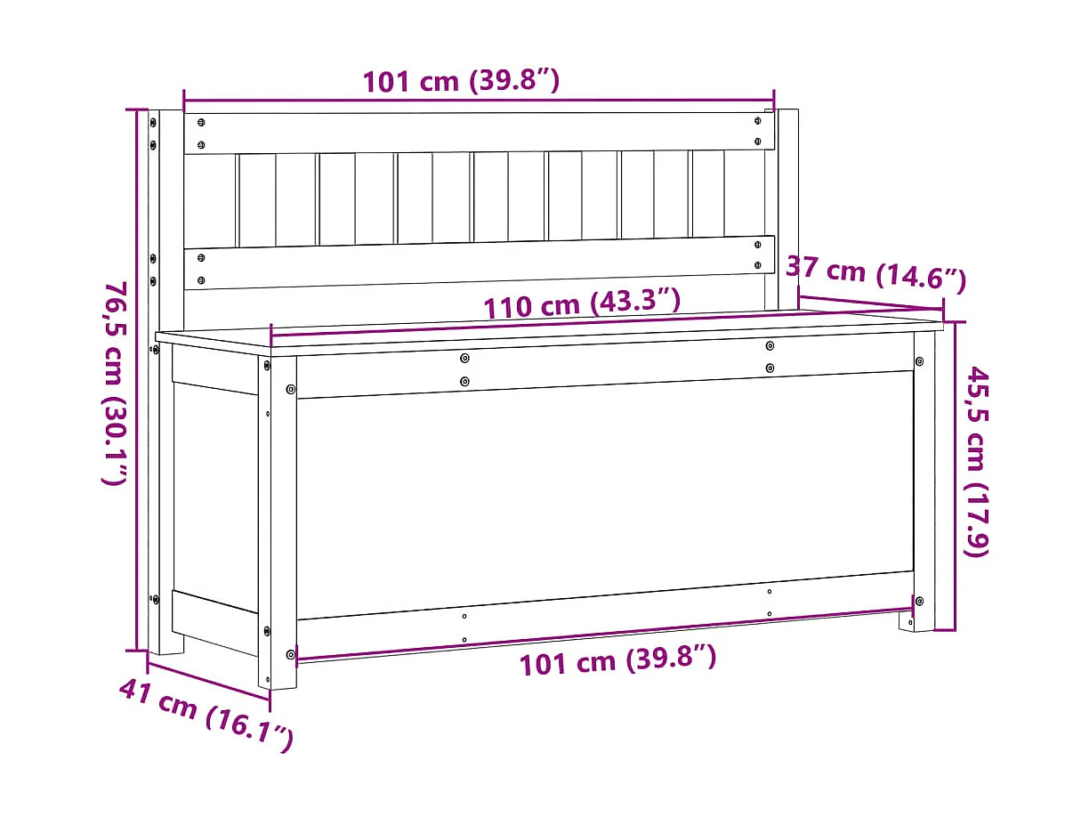Banc Marron miel 110x41x76,5 cm Bois de pin massif