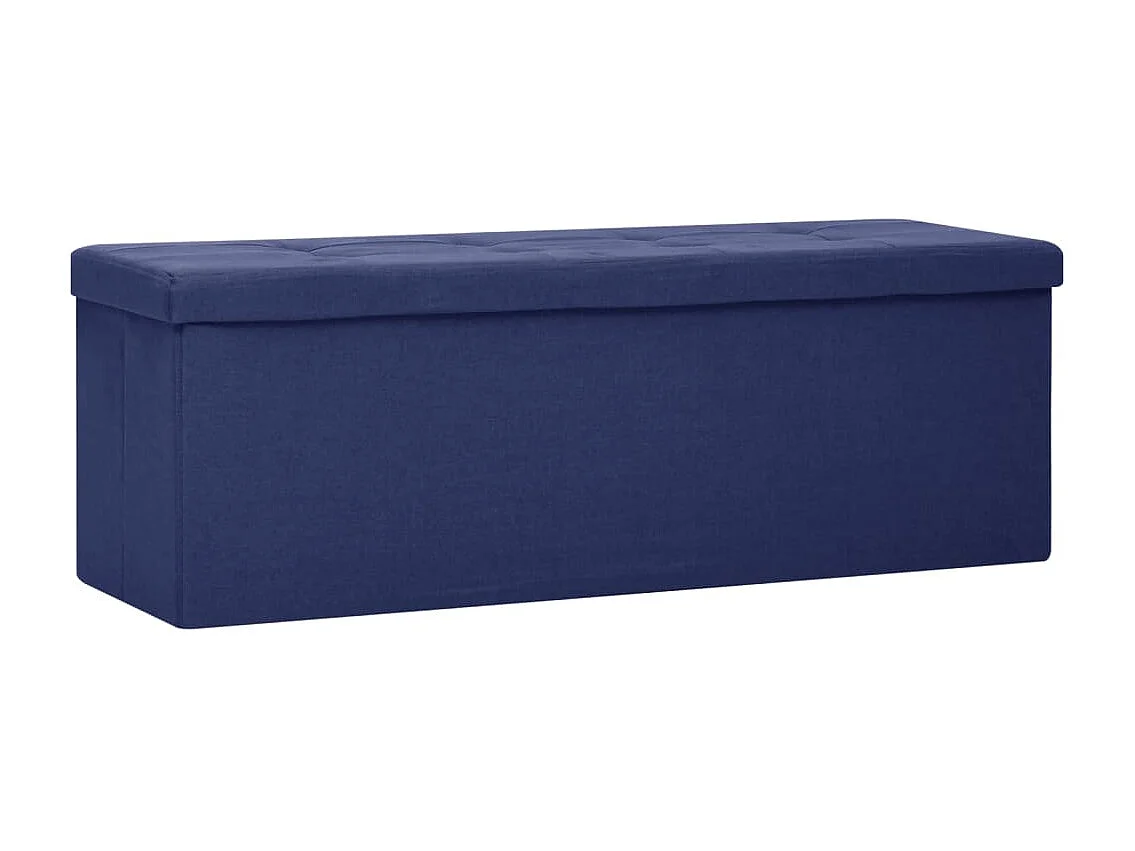 Banc de rangement pliable Bleu Faux lin